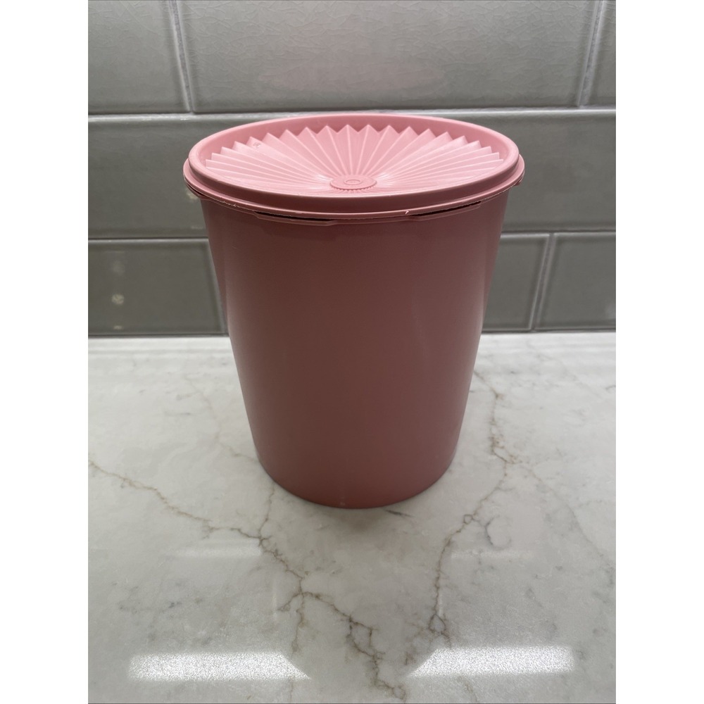 Vtg Tupperware Dusty Rose Pink Mauve 8 1/2"‎ Canister Servalier Lid 806-1